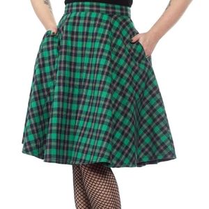 NWT M Sourpuss Green Flannel Skirt